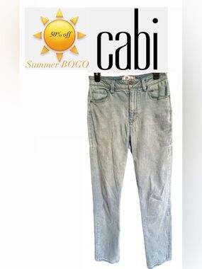 ☀️CAbi Higher Straight Summer Icey Blue Straight-Leg Stretchy Women'sJeans #5883